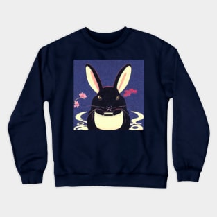 Silver Marten Rabbit in Japanese Retro Nature Botanical Plant Nature Crewneck Sweatshirt